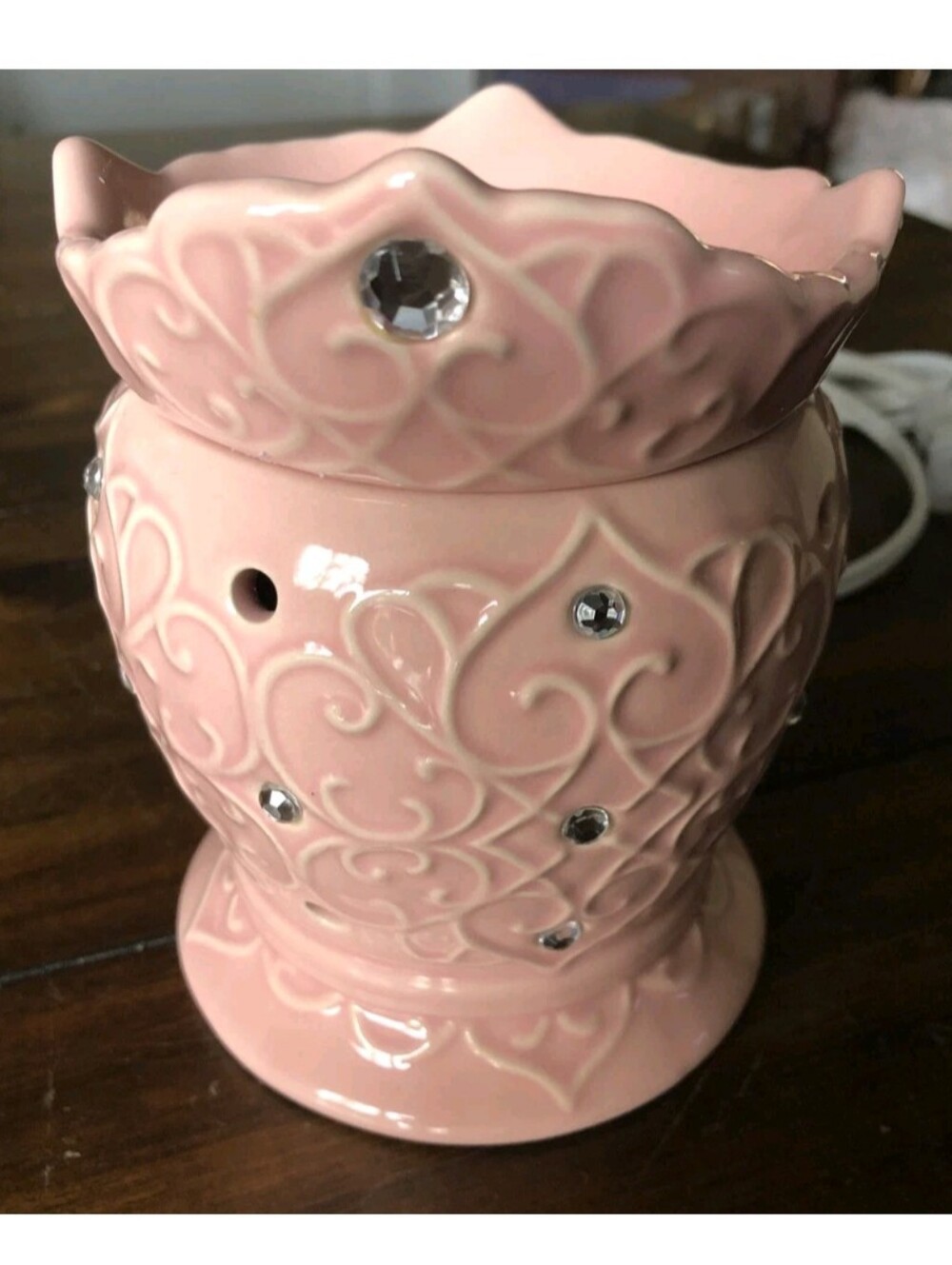 Scentsy Retired Pink Tiara Crown Princess Rhinestone Candle Oil Wax Warmer